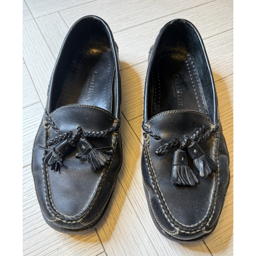 Cole Haan Country Men's Slip On Black Tasseled Leather Loafers. Sz 9.5 M. Preppy